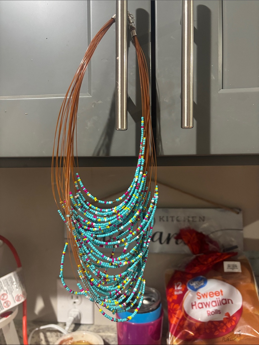 Multi-Strand Turquoise Seed Bead Necklace - Unbranded
